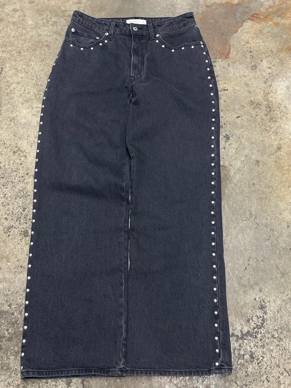 Abercrombie & Fitch High Rise Jeans Women’s Size 30 Black Embellish Streetwear